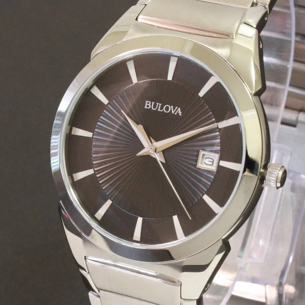 Bulova Men's Classic Quartz Watch Black Textured Dial Stainless Steel 38mm